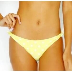 Beach Bunny Sutton Tie Side Skimpy Bikini Bottom Yellow Polka‎ Dot NEW